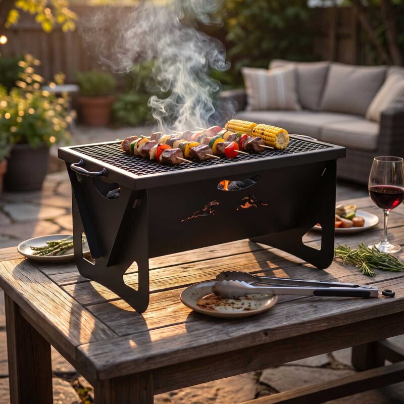 Customization Portable Charcoal Barbecue Grill, Metal, Black, GB2105